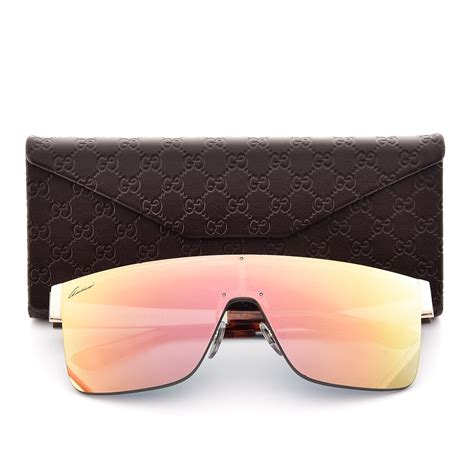 gucci mirrored shield sunglasses|gucci sunglasses rimless.